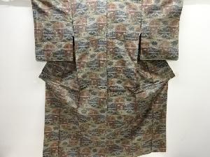 更紗模様織り出し十日町紬着物